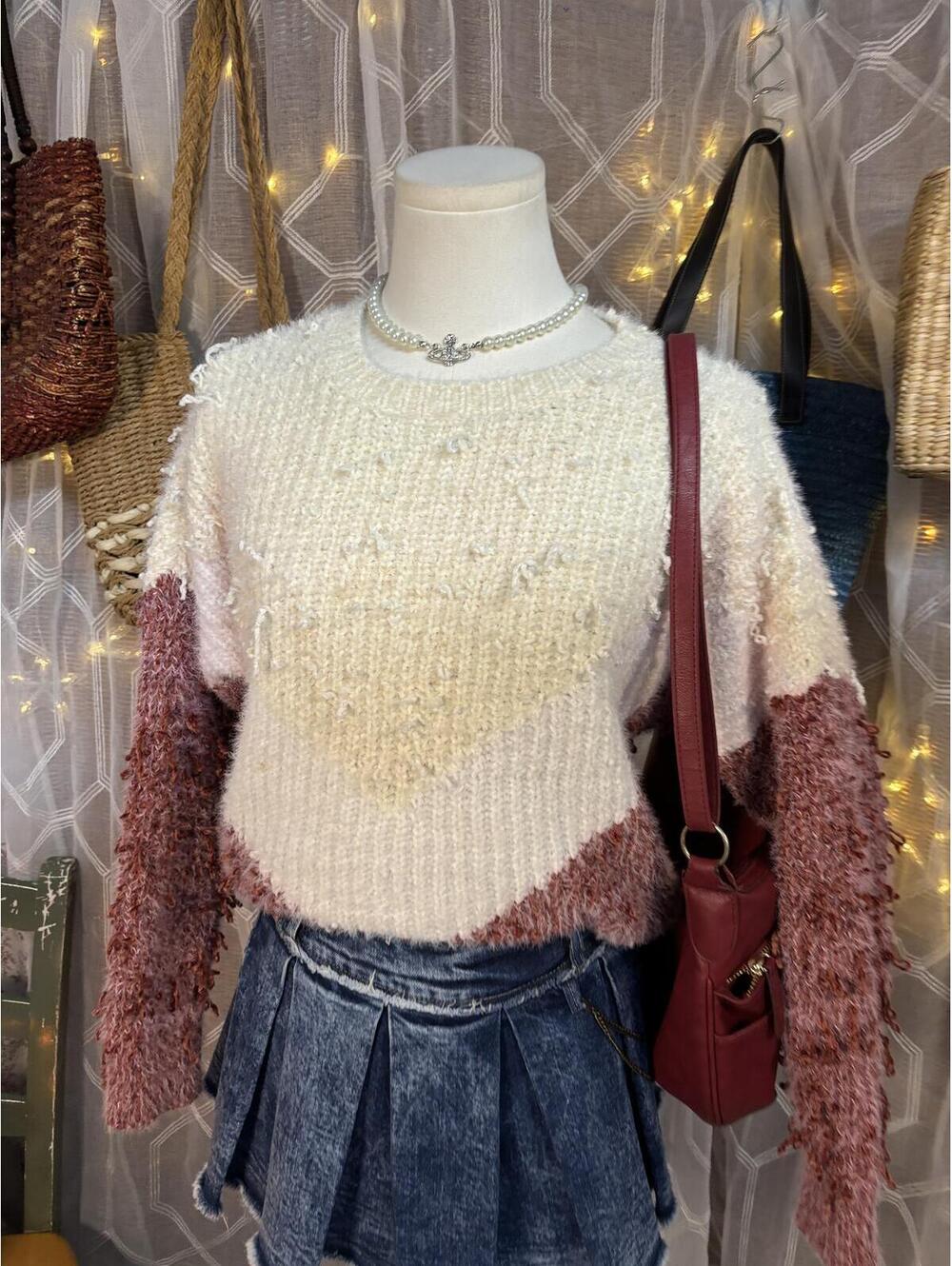 Jacquie The Label Eyelash Knit Sweater Coquette Cottagecore Soft Girl Pink S